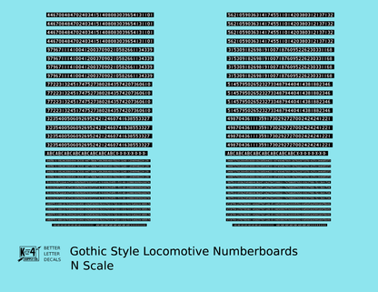 Gothic Locomotive Number Board Numbers  White On Black Numberboard