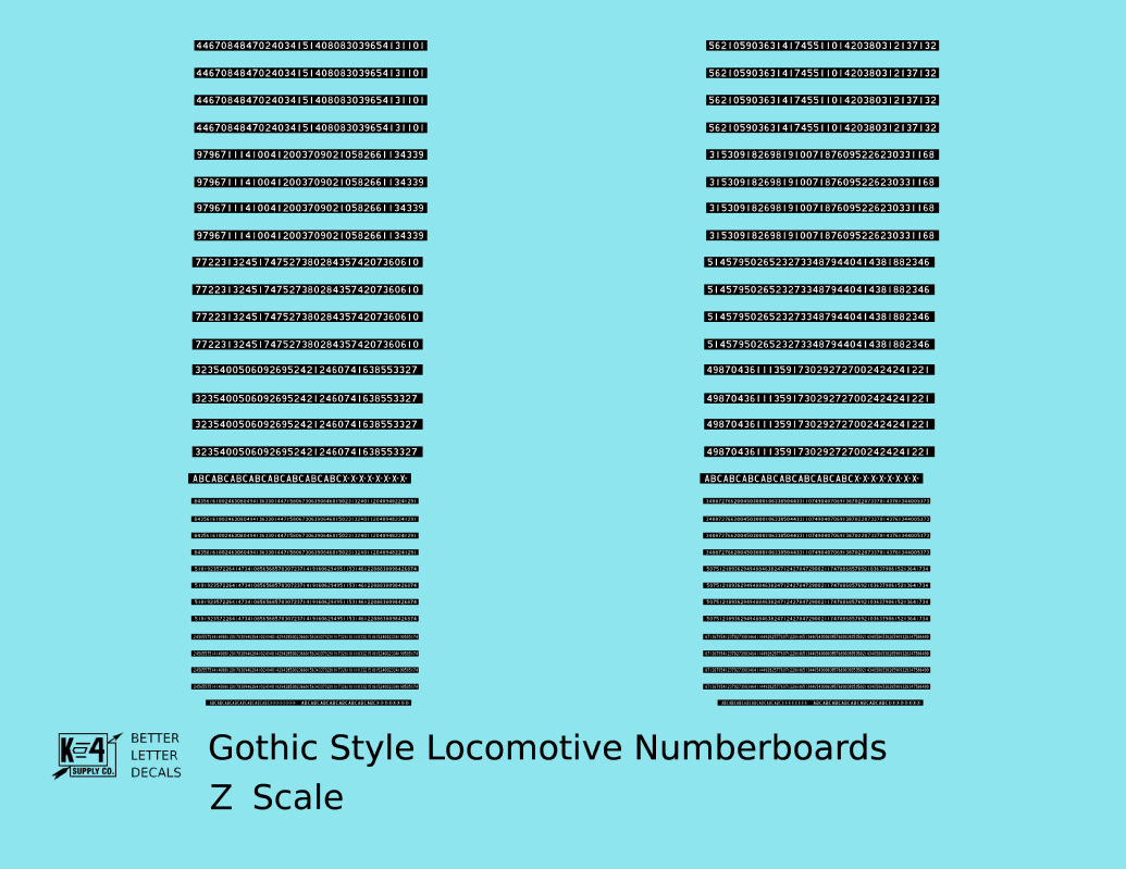 Gothic Locomotive Number Board Numbers  White On Black Numberboard