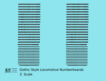 Gothic Locomotive Number Board Numbers  White On Black Numberboard