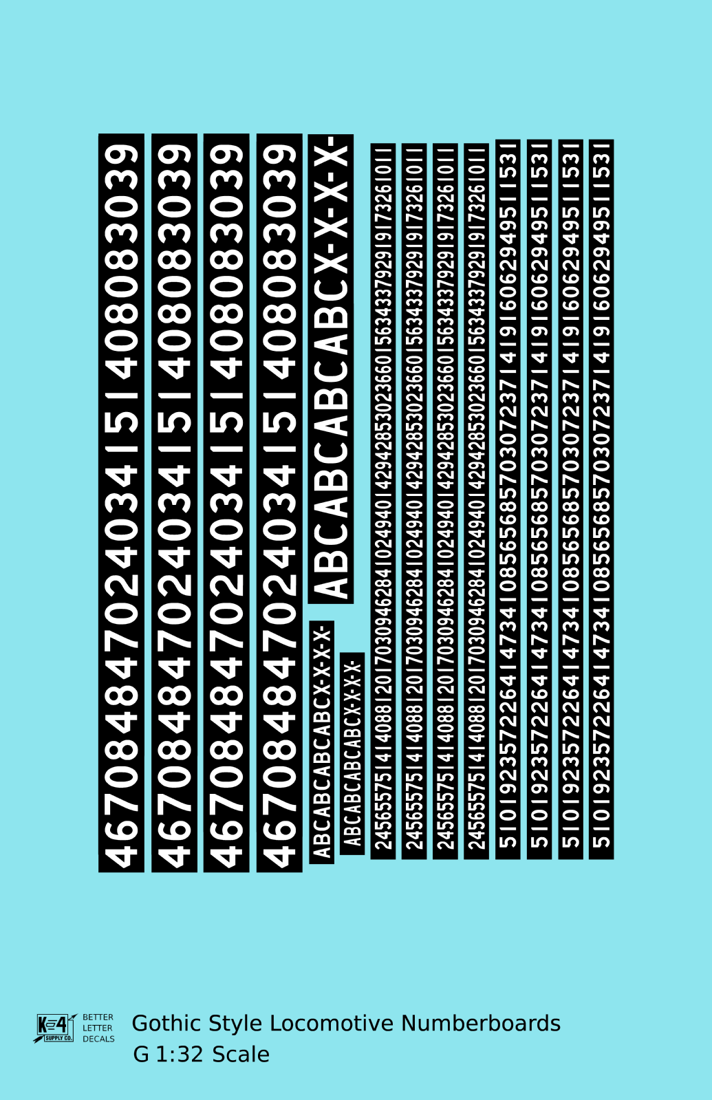 Gothic Locomotive Number Board Numbers  White On Black Numberboard