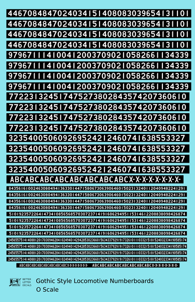 Gothic Locomotive Number Board Numbers  White On Black Numberboard