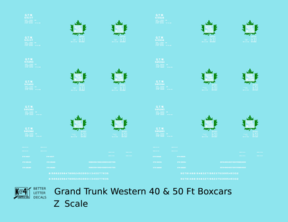 Grand Trunk Western 40 / 50 Ft Boxcar White and Green Leaf Herald