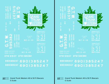 Grand Trunk Western 40 / 50 Ft Boxcar White and Green Leaf Herald