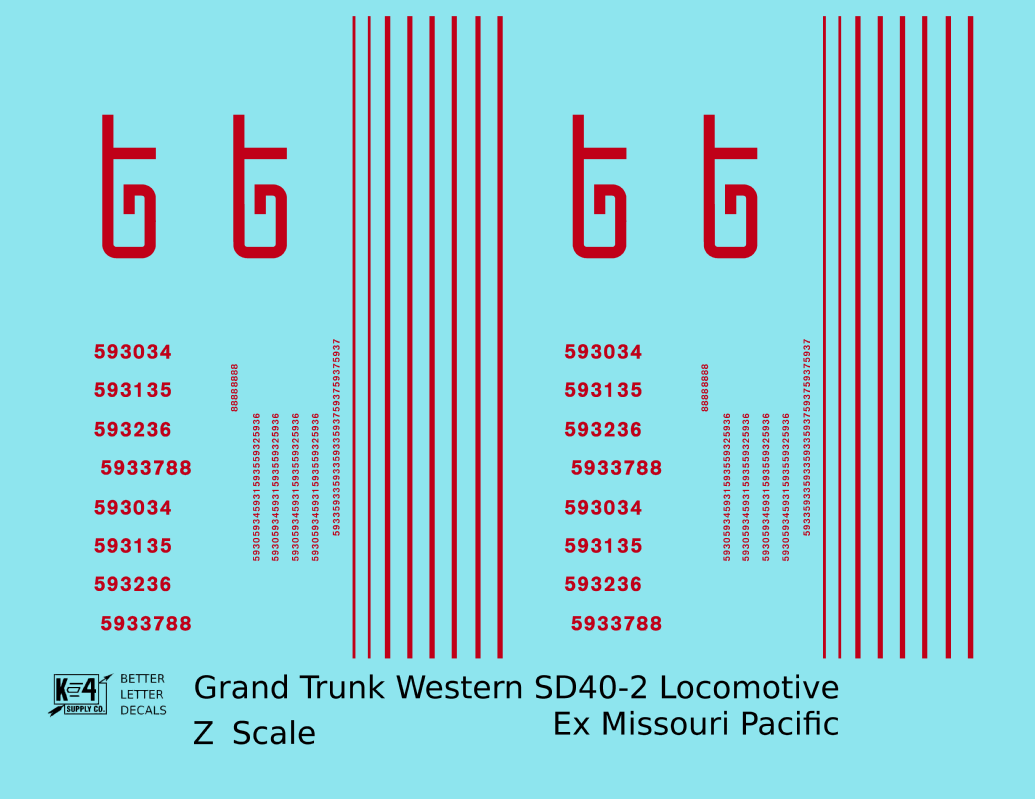 Grand Trunk Western EMD SD40-2 Locomotive Red Ex-Missouri Pacific