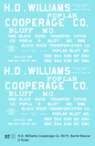 HD Williams Cooperage Co 60 Ft Wood Cooperage/Barrel Boxcar White