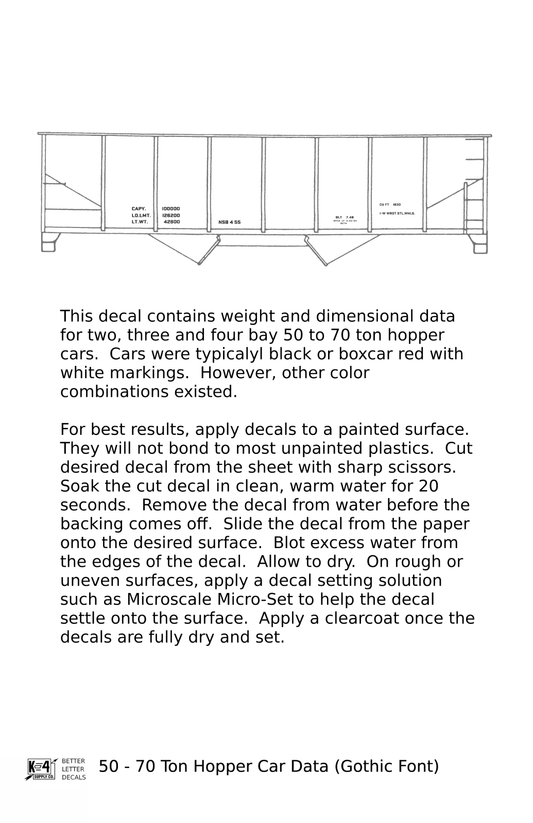 Dimensional and Weight Data 50 To 70 Ton Hopper Car Gothic Font