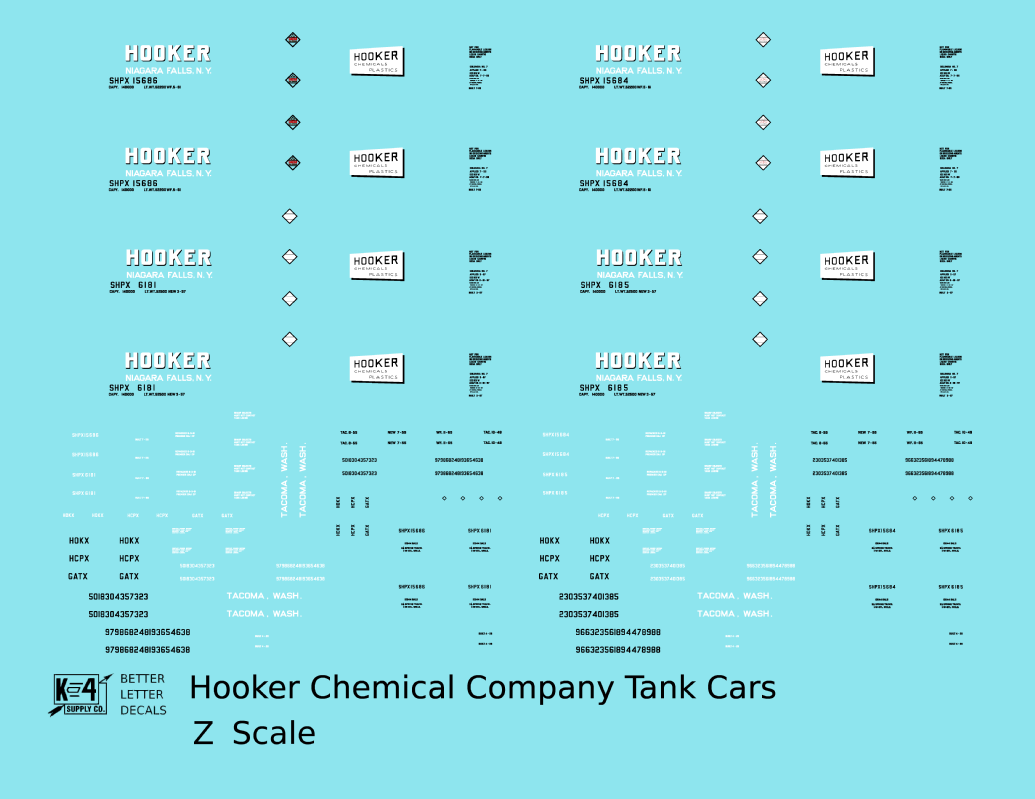 Hooker Chemical Tank Car White and Black Niagara Falls