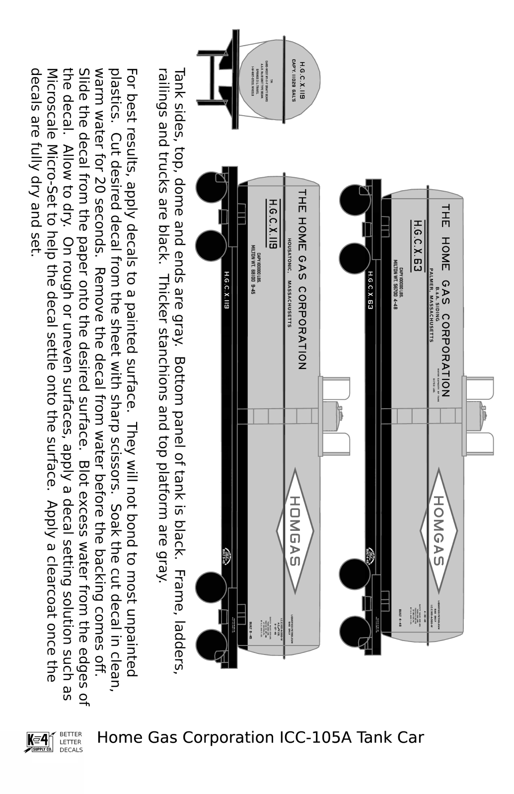 Home Gas Corp ICC-105 Tank Car Black White and Red Homgas