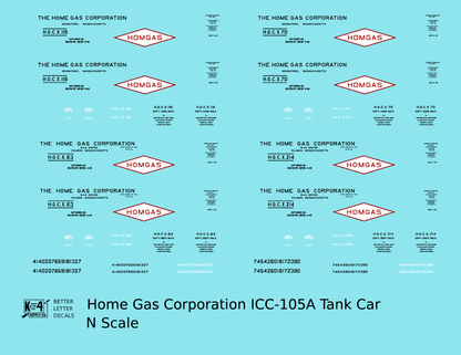Home Gas Corp ICC-105 Tank Car Black White and Red Homgas
