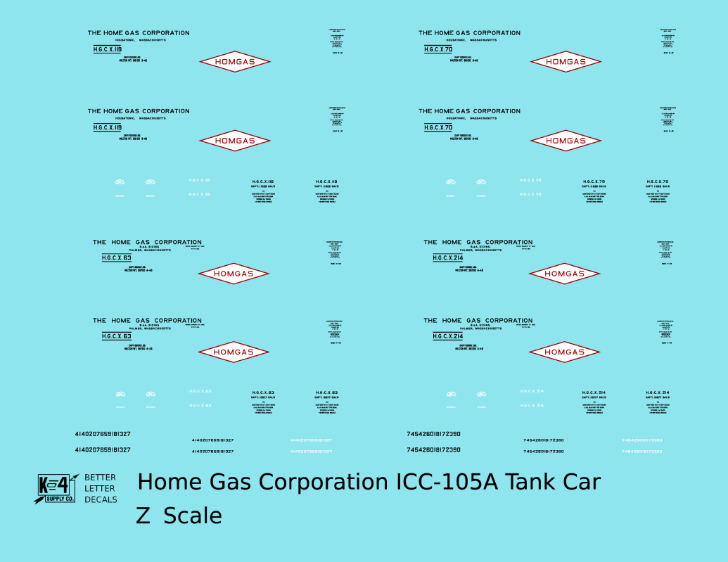 Home Gas Corp ICC-105 Tank Car Black White and Red Homgas