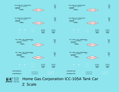 Home Gas Corp ICC-105 Tank Car Black White and Red Homgas