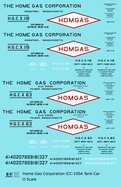 Home Gas Corp ICC-105 Tank Car Black White and Red Homgas