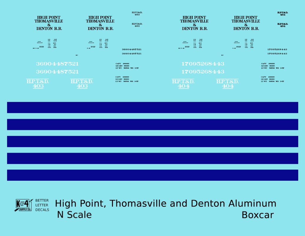 High Point, Thomasville and Denton 40 Ft Boxcar Black and Blue