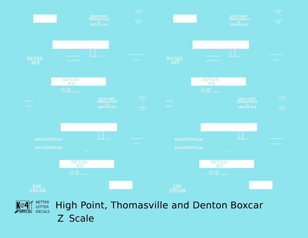 High Point, Thomasville and Denton 40 Ft Boxcar White