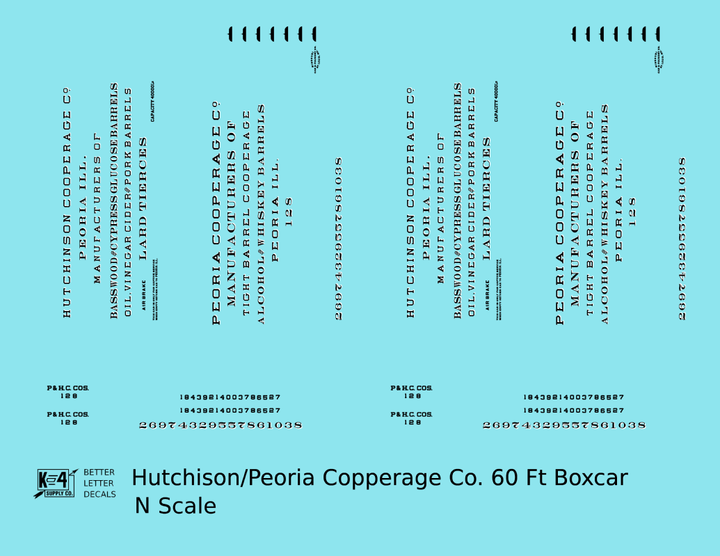 Hutchinson Cooperage Co 60 Ft Cooperage Boxcar White and Black