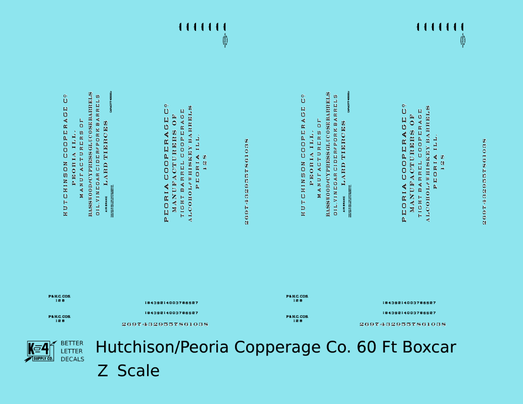 Hutchinson Cooperage Co 60 Ft Cooperage Boxcar White and Black