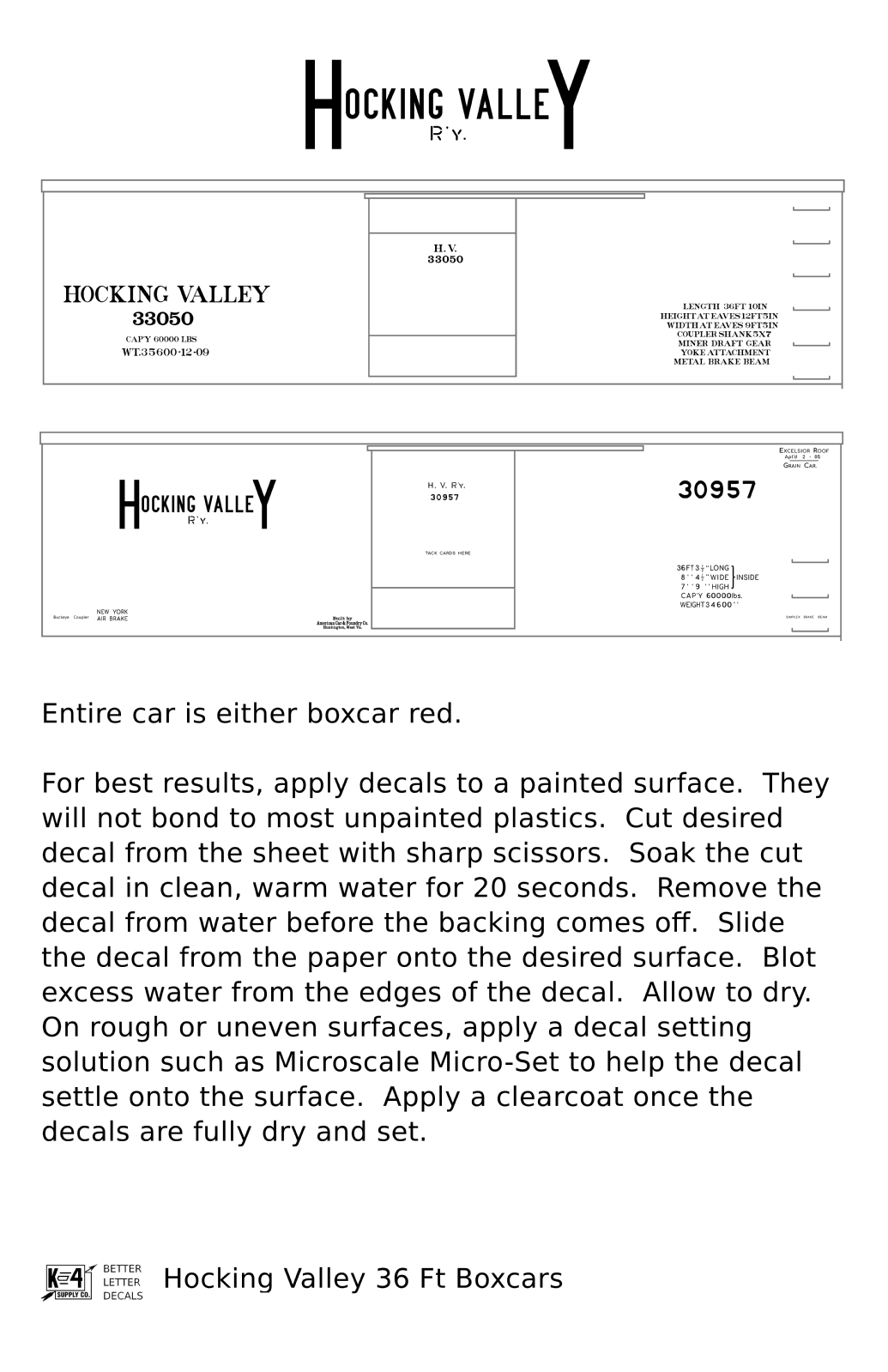 Hocking Valley 36 Ft Boxcar White