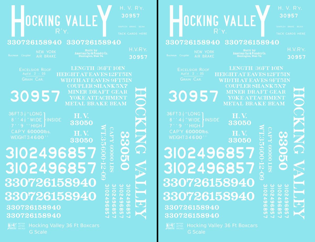 Hocking Valley 36 Ft Boxcar White
