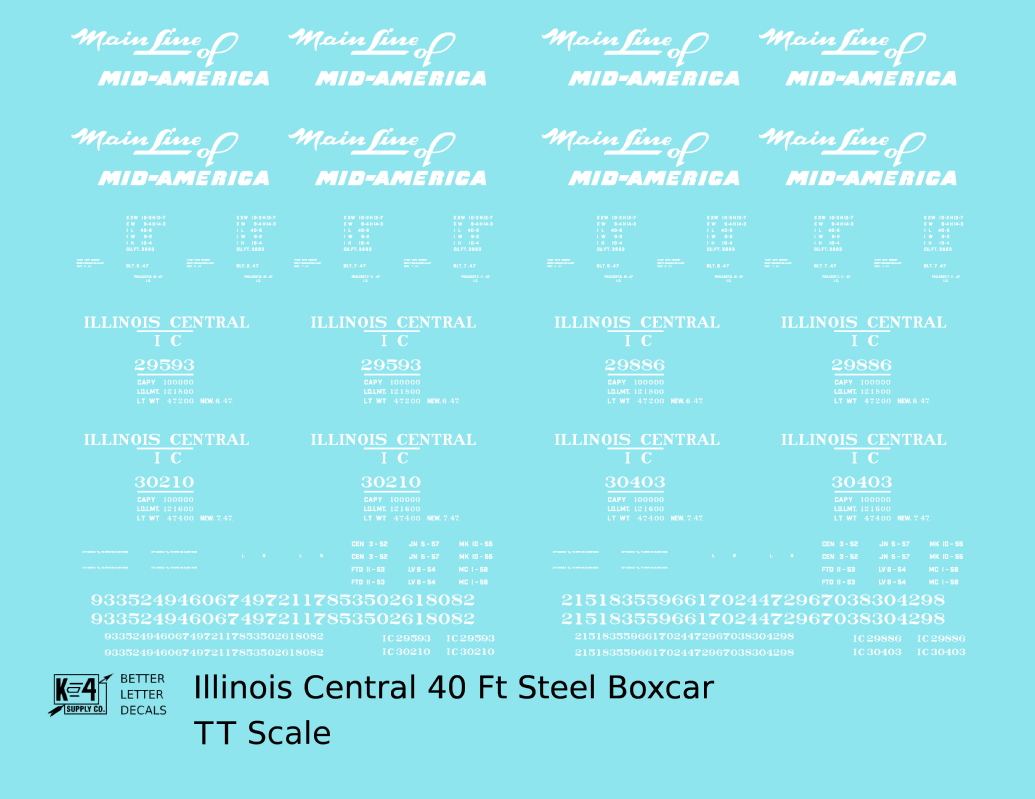 Illinois Central 40 Ft Steel Boxcar White
