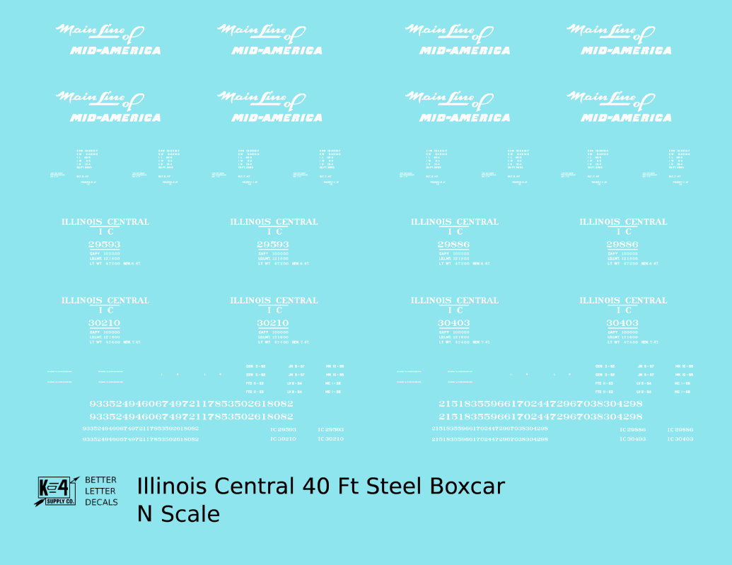 Illinois Central 40 Ft Steel Boxcar White