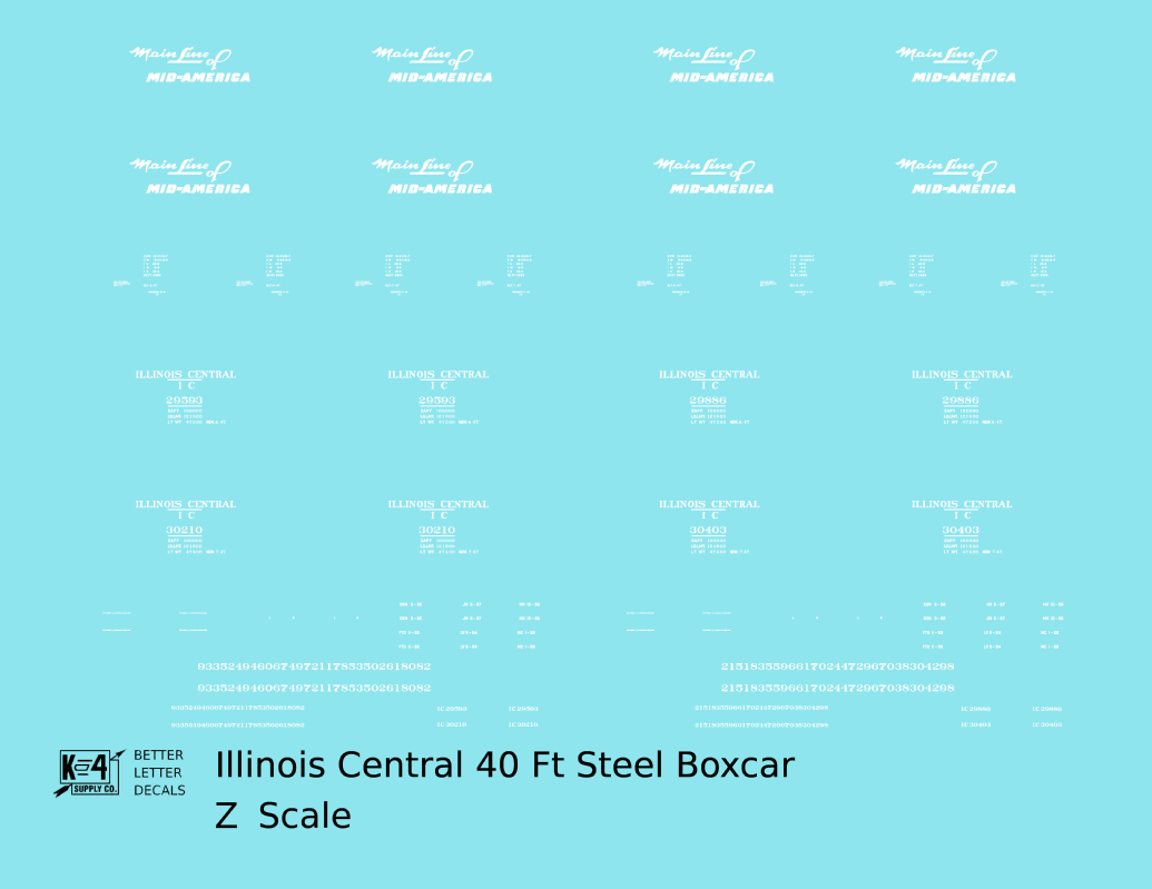 Illinois Central 40 Ft Steel Boxcar White