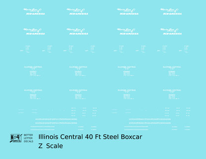 Illinois Central 40 Ft Steel Boxcar White