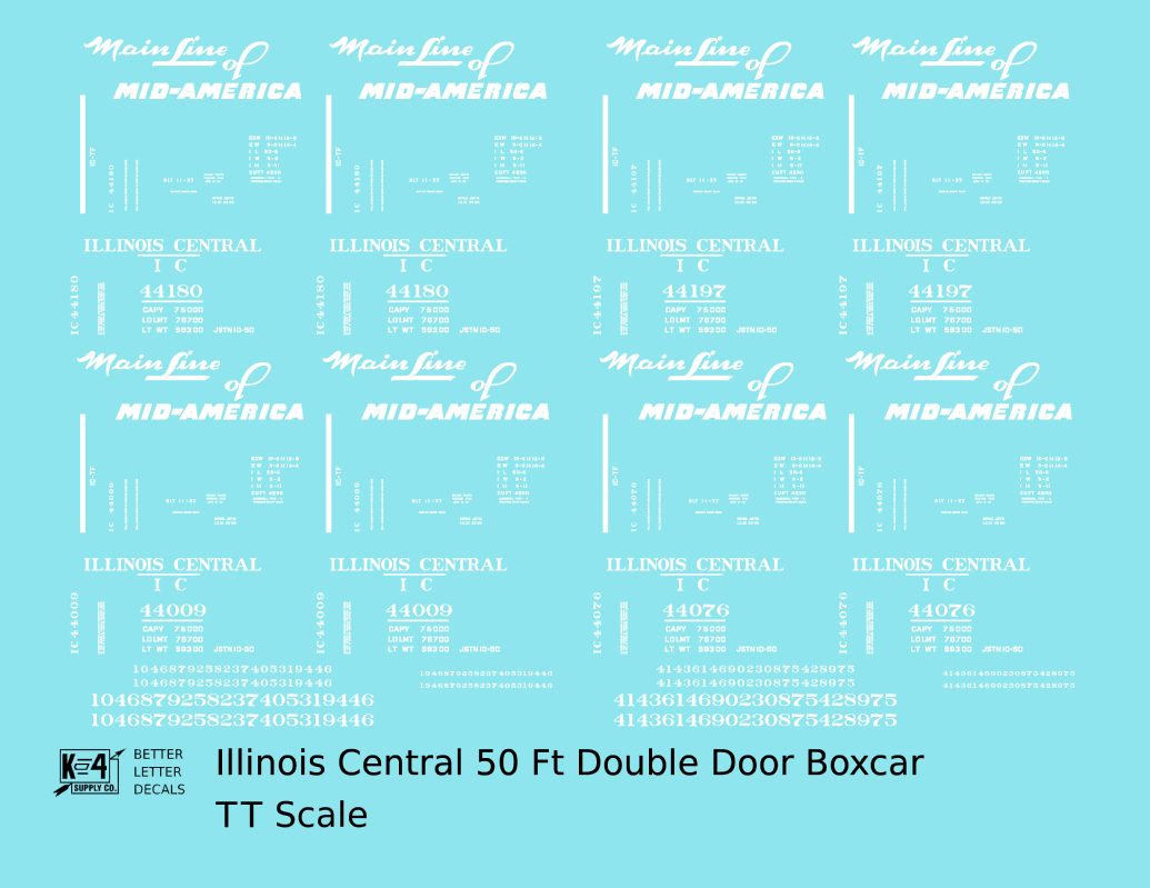 Illinois Central 50 Ft Auto Boxcar White Mainline Mid-America
