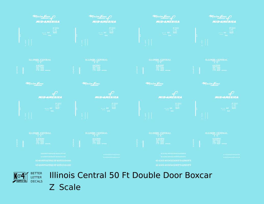 Illinois Central 50 Ft Auto Boxcar White Mainline Mid-America