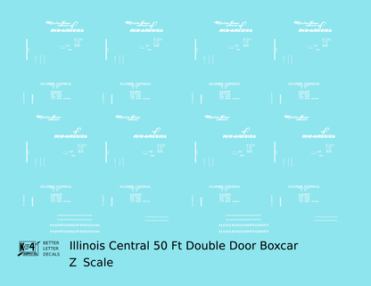 Illinois Central 50 Ft Auto Boxcar White Mainline Mid-America