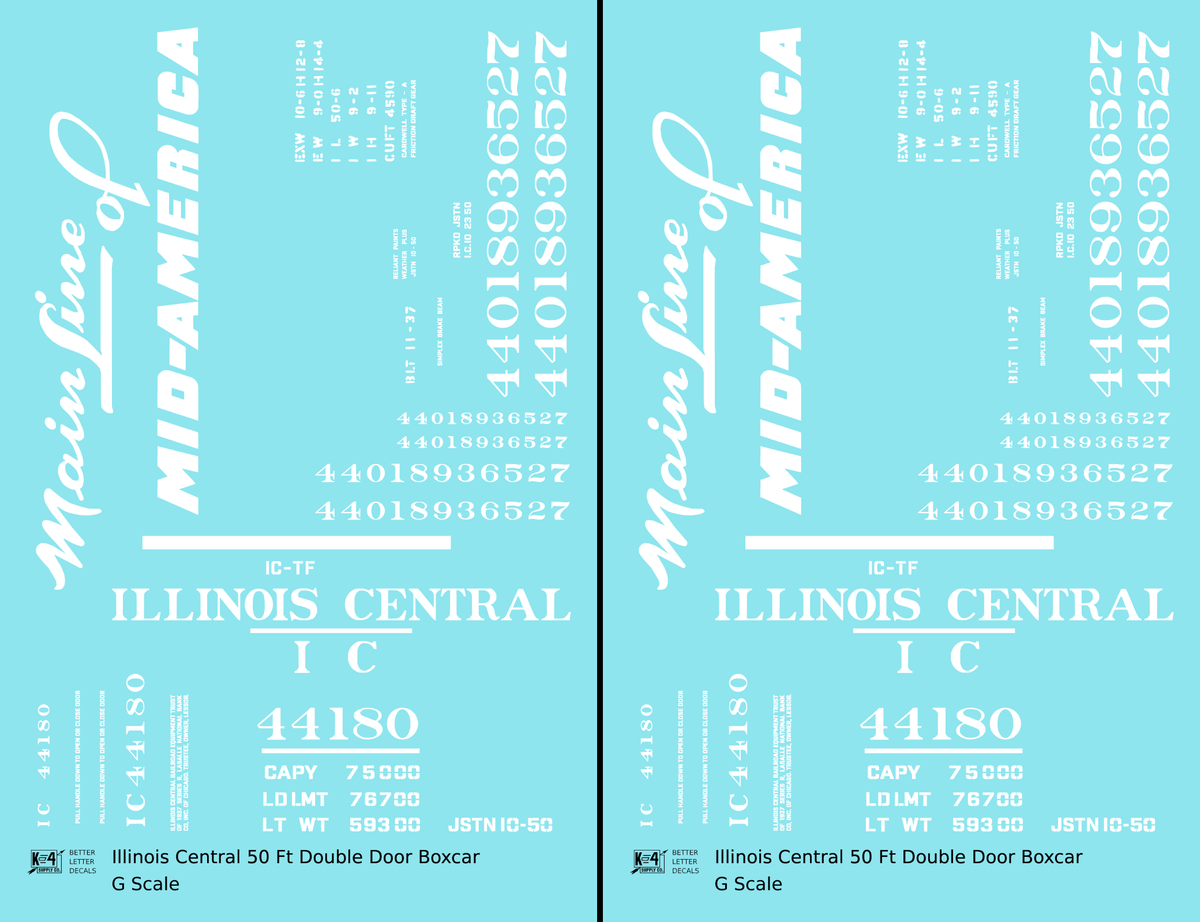 Illinois Central 50 Ft Auto Boxcar White Mainline Mid-America