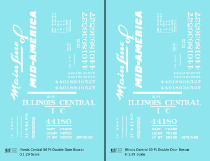 Illinois Central 50 Ft Auto Boxcar White Mainline Mid-America
