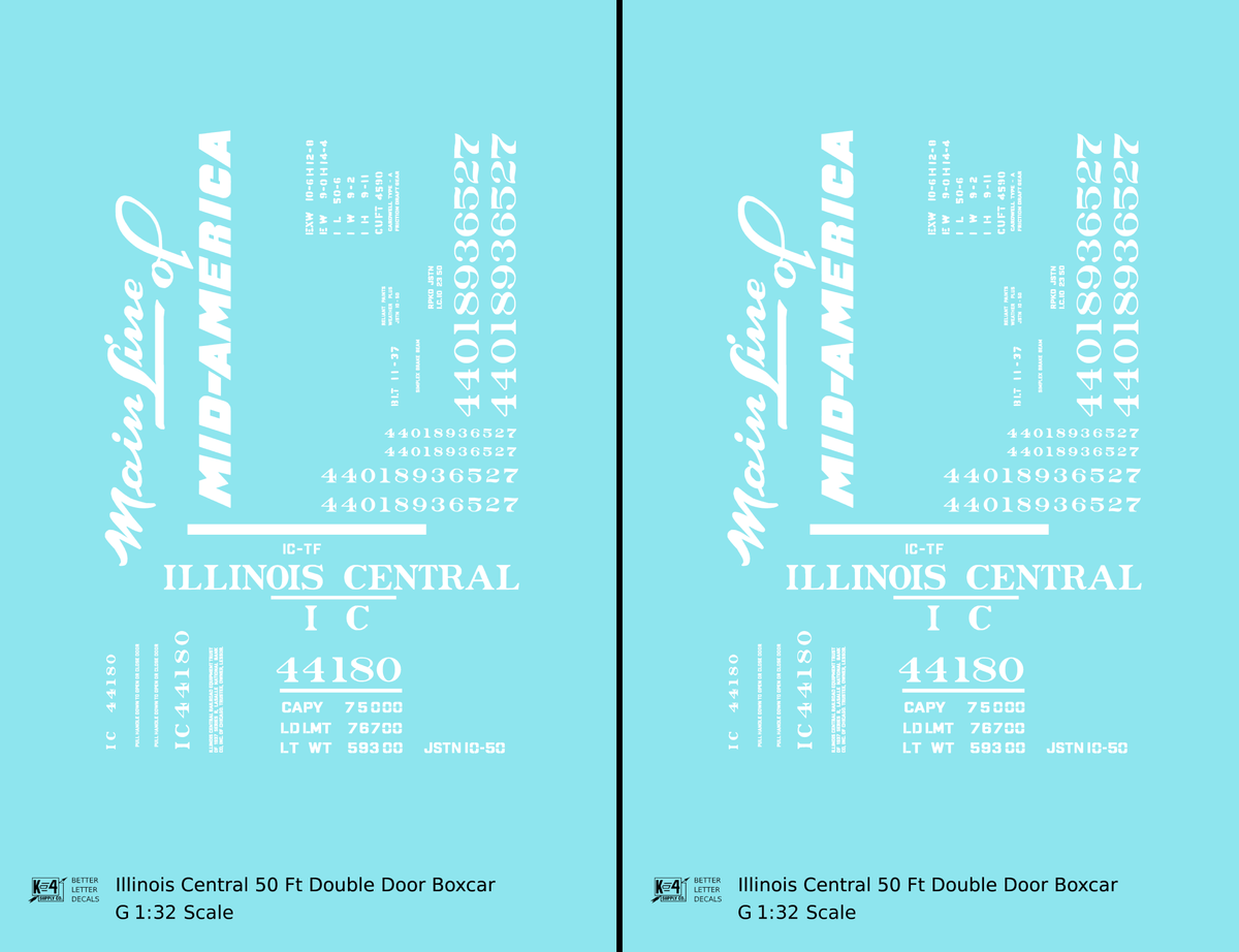 Illinois Central 50 Ft Auto Boxcar White Mainline Mid-America