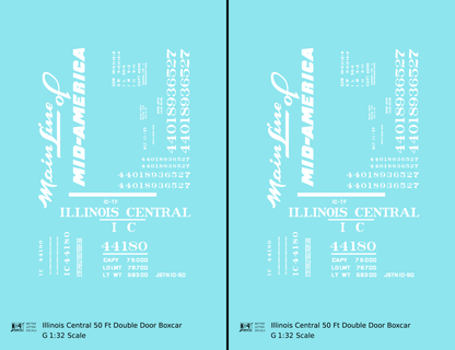 Illinois Central 50 Ft Auto Boxcar White Mainline Mid-America
