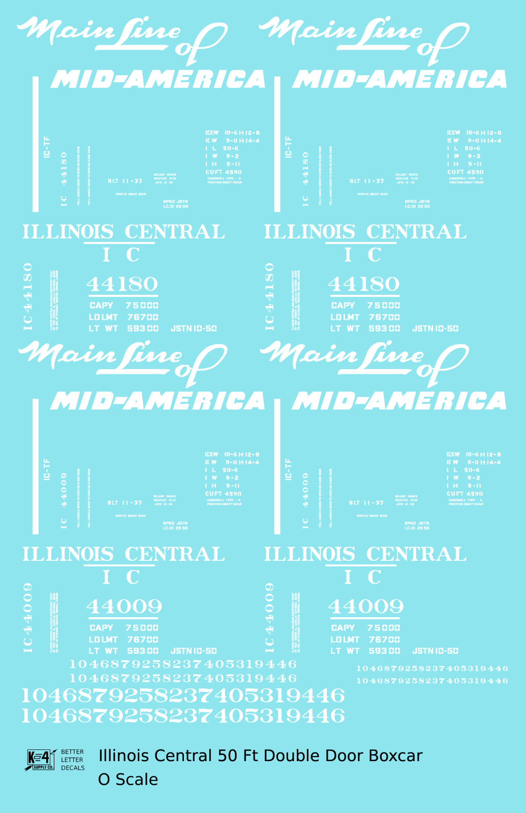 Illinois Central 50 Ft Auto Boxcar White Mainline Mid-America