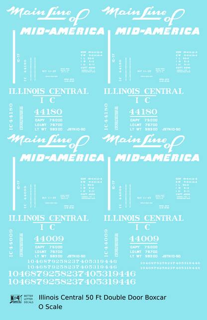 Illinois Central 50 Ft Auto Boxcar White Mainline Mid-America