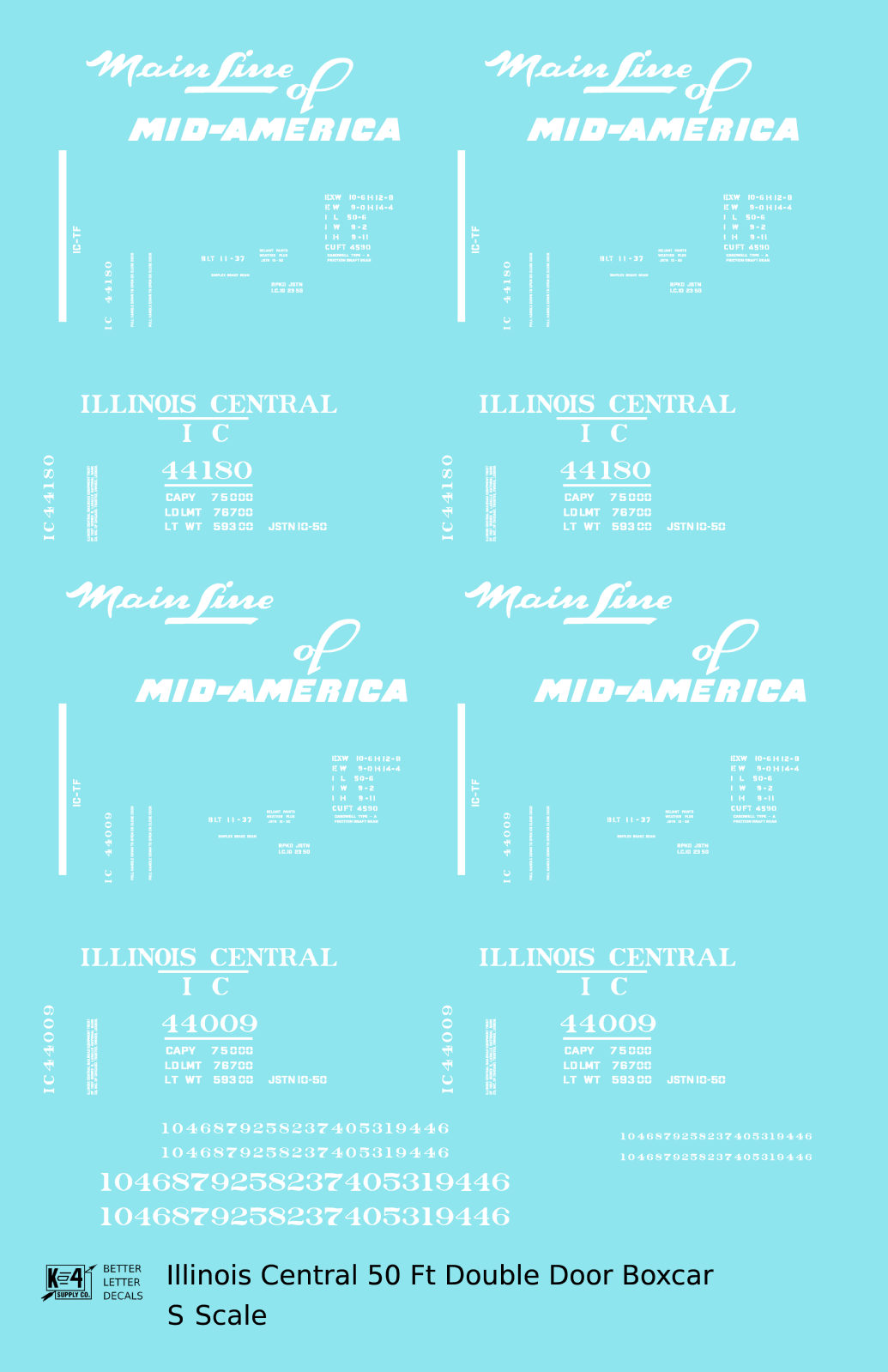 Illinois Central 50 Ft Auto Boxcar White Mainline Mid-America