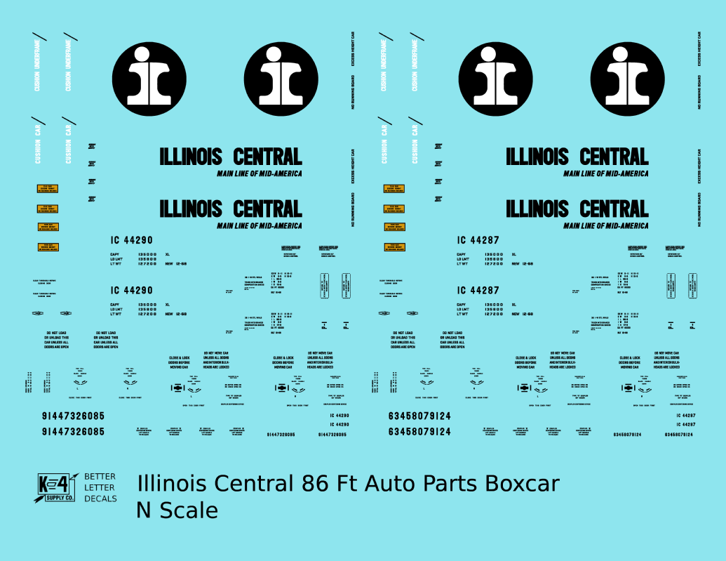 Illinois Central 86 Ft Auto Parts Boxcar Black