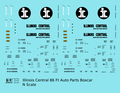 Illinois Central 86 Ft Auto Parts Boxcar Black