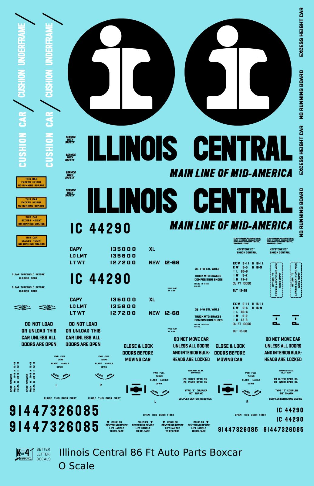 Illinois Central 86 Ft Auto Parts Boxcar Black