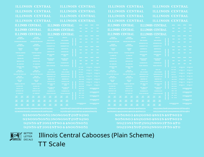 Illinois Central Caboose White Plain Roman - Decal - Choose Scale