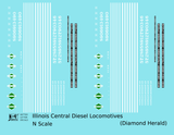 Illinois Central Diesel Locomotive White and Green Diamond Herald