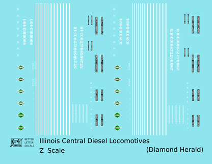Illinois Central Diesel Locomotive White and Green Diamond Herald