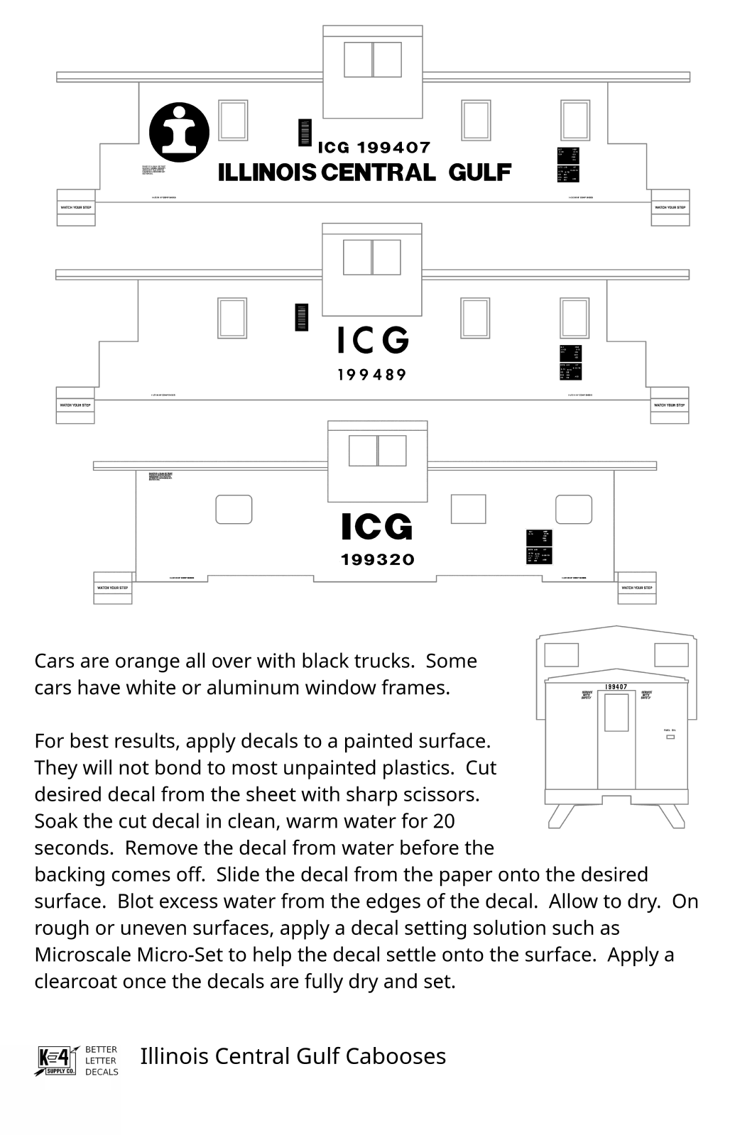 Illinois Central Gulf Caboose Black  - Decal