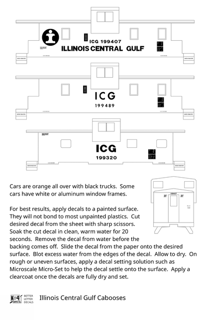 Illinois Central Gulf Caboose Black  - Decal