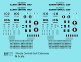 Illinois Central Gulf Caboose Black  - Decal - Choose Scale