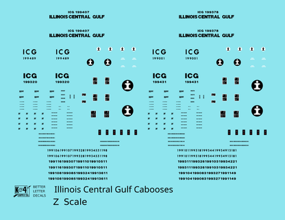 Illinois Central Gulf Caboose Black  - Decal - Choose Scale