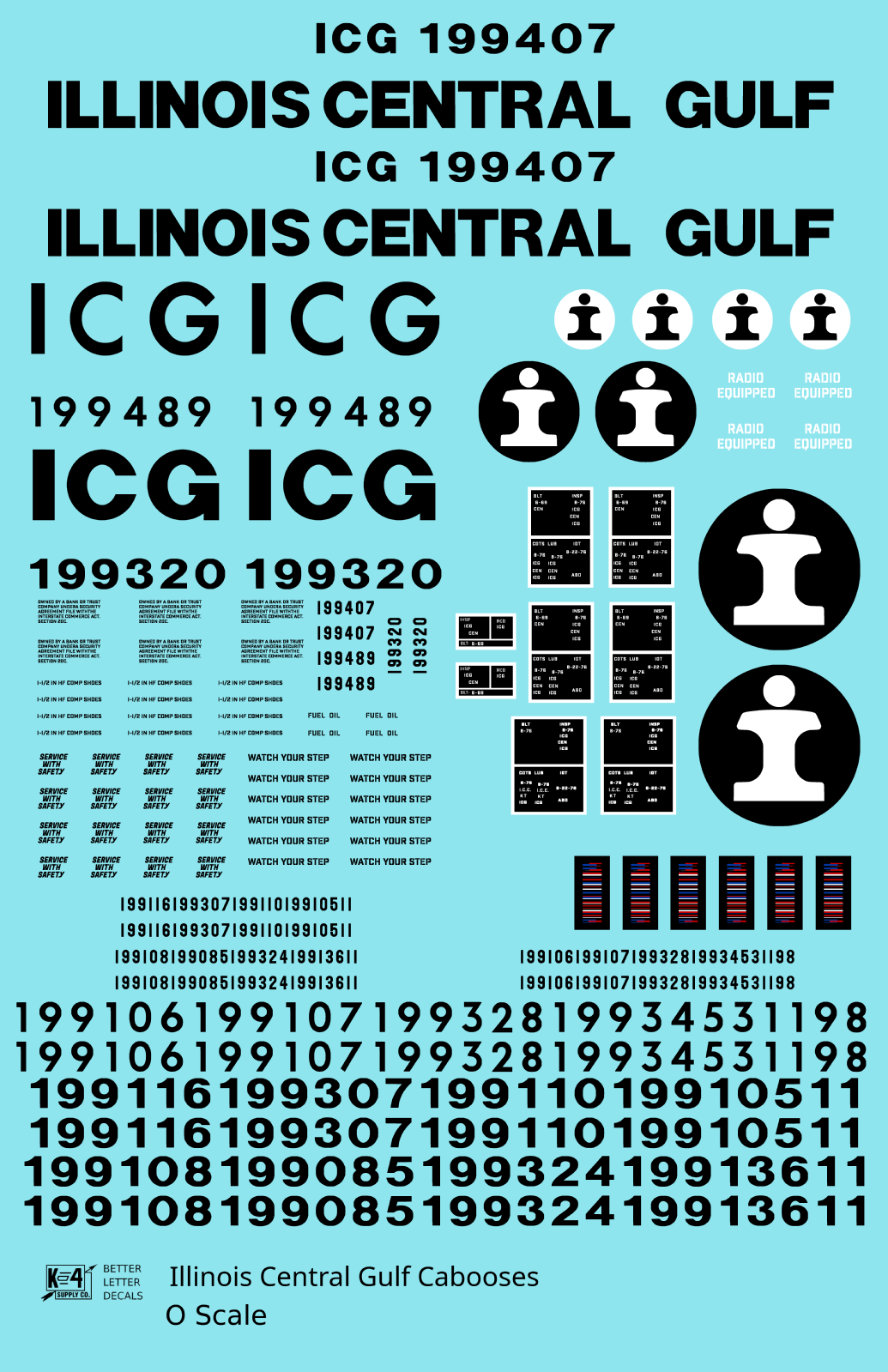 Illinois Central Gulf Caboose Black  - Decal - Choose Scale