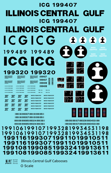 Illinois Central Gulf Caboose Black  - Decal Sheet