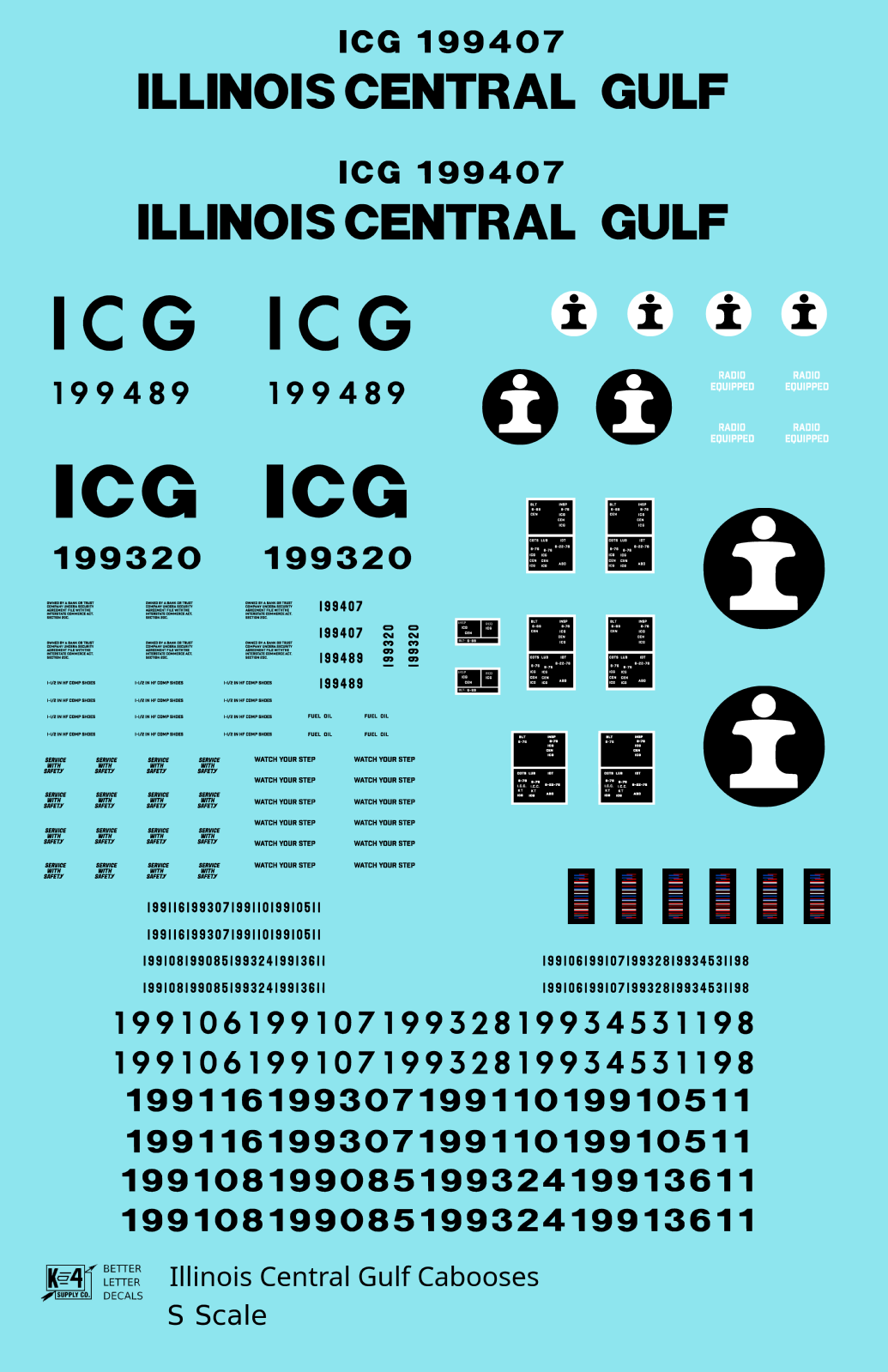 Illinois Central Gulf Caboose Black  - Decal - Choose Scale