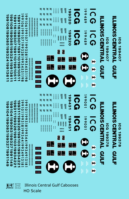 Illinois Central Gulf Caboose Black  - Decal - Choose Scale
